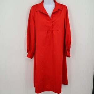 Vintage 70s Maxime de la Falaise Couture Shirt Dress Blood Red Go-Go Girl Size M